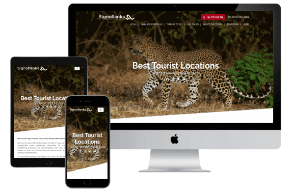Screenshot of the signoflanka.com tourism website homepage